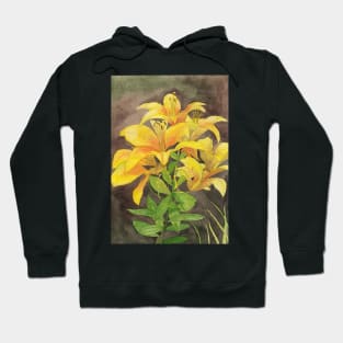 Yellow lilies watercolour painting Hoodie